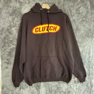 Vintage 90s Y2K Brown Hoodie Sweatshirt Clutch Worm Drink XL Grunge Ska